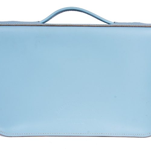 15 BABY BLUE ENGLISH LEATHER SATCHEL – MAGNETIC BRIEFCASE back