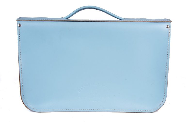 15 BABY BLUE ENGLISH LEATHER SATCHEL – MAGNETIC BRIEFCASE back