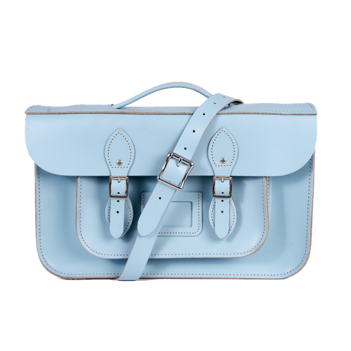 15" Baby Blue English Leather Satchel