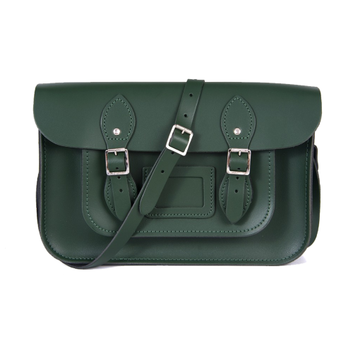 13" Dark Green Magnetic Satchel