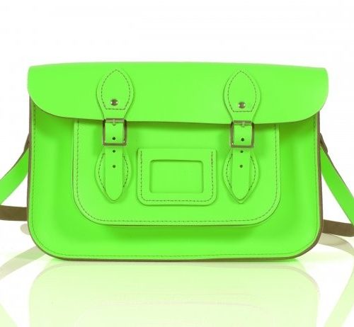 13" Dayglow Green satchel