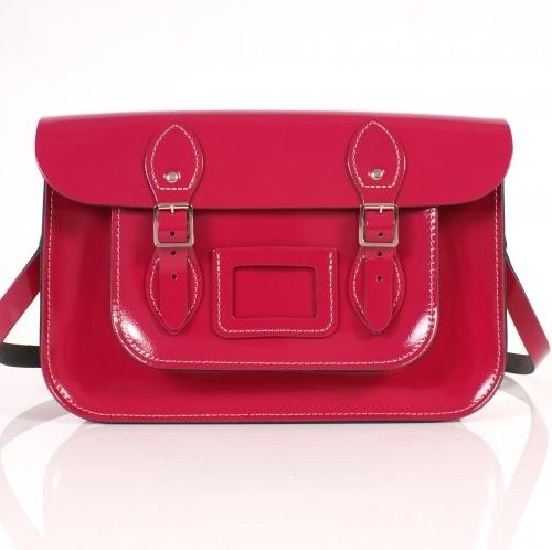 13" Patent Fuchsia Satchel