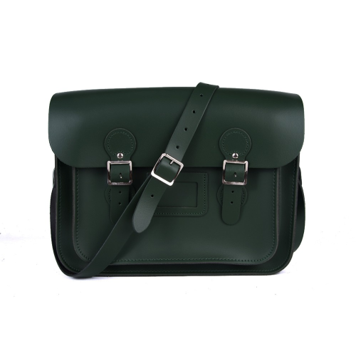 13" Dark Green Circle Satchel