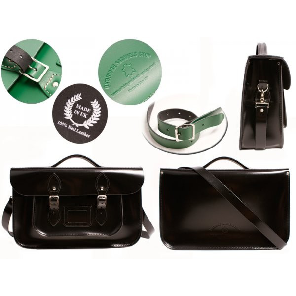 15 Patent Black Briefcase Satchel 15 Patent Black Briefcase Satchel