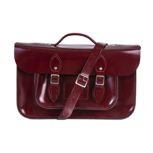15 Patent Oxblood Red Magnetic Briefcase Satchel