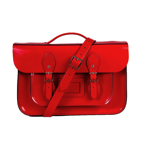 15" Patent Red Magnetic Briefcase Satchel