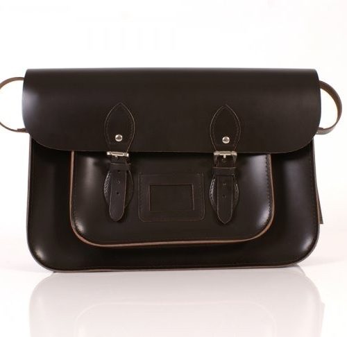 15" Dark Brown Patent Satchel