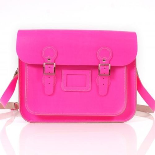 13"Dayglow Fuschia circle satchel