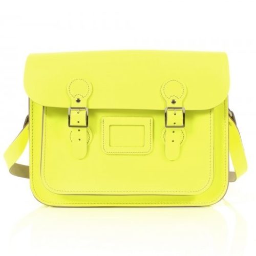 13" Dayglow Yellow Circle Satchel