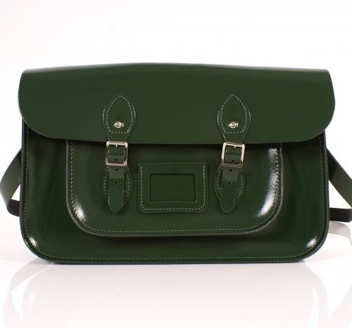 15" Patent Green Satchel