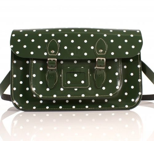 15" Green Polka Dots Satchel