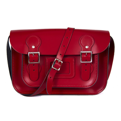 11" Patent Red Circle Satchel