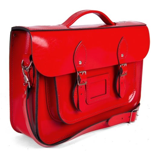 14 RED PATENT ENGLISH LEATHER SATCHEL MAGNETIC BRIEFCASE 2