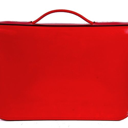 14 RED PATENT ENGLISH LEATHER SATCHEL MAGNETIC BRIEFCASE 3