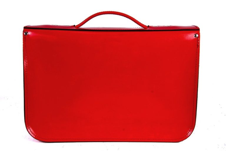 14 RED PATENT ENGLISH LEATHER SATCHEL MAGNETIC BRIEFCASE 3