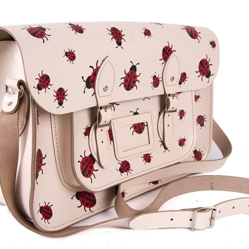 15 Cream Ladybird Satchel1 15 Cream Ladybird Satchel1