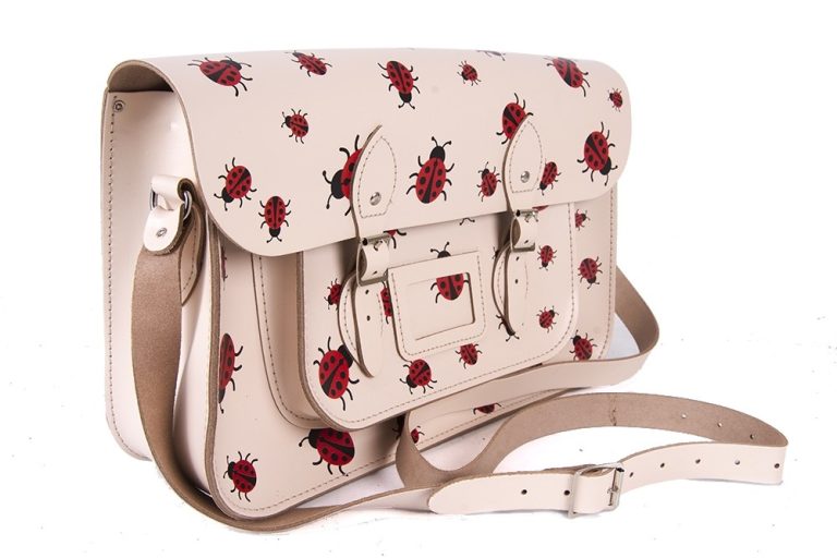 15 Cream Ladybird Satchel1 15 Cream Ladybird Satchel1