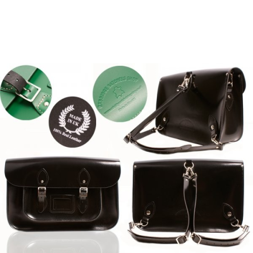 15" Black Patent Backpack Satchel