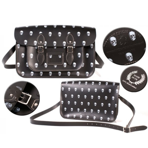 15" Black Skull Satchel