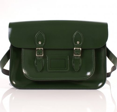 14" Patent Green Satchel