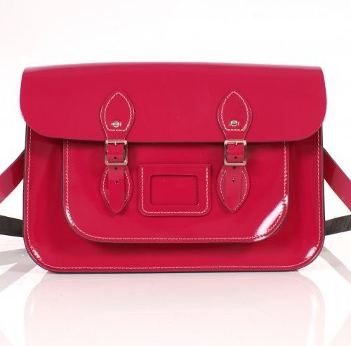 14" Patent Fuchsia Satchel