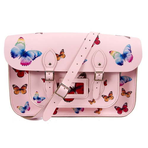 15" Pink Butterfly Satchel