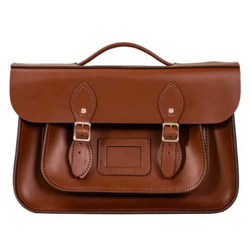 14" Chestnut Brown Magnetic Briefcase Satchel